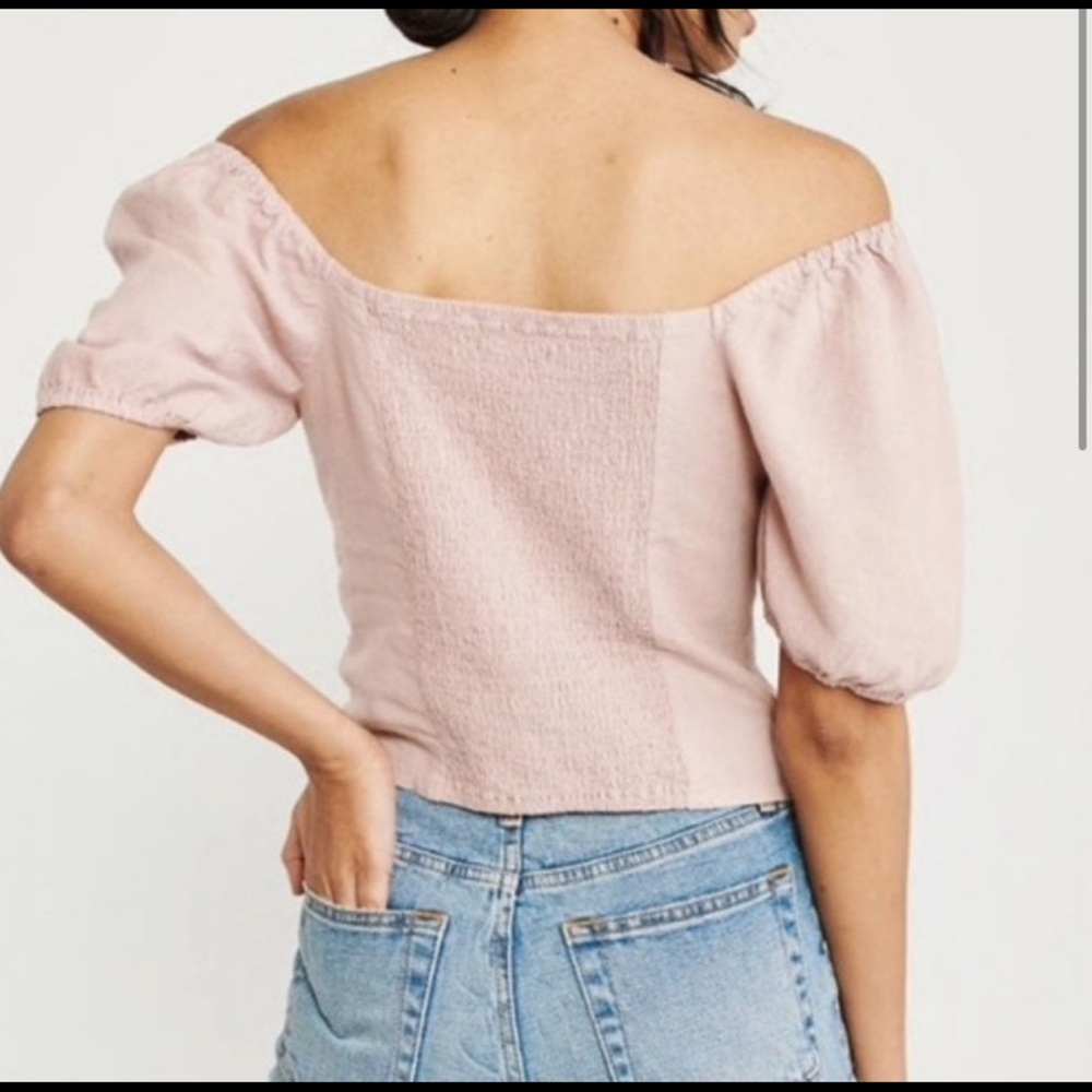 Abercrombie & Fitch Light Pink Puff Sleeve Blouse - Picture 6 of 8